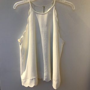 Petite tank top with scallop trim